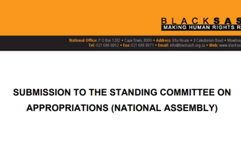 SUBMISSION TO THE STANDING COMMITTEE ON APPROPRIATIONS (NATIONAL ASSEMBLY)
